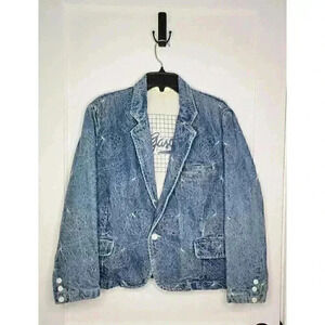 Size Medium Large Vtg Gasoline Denim Blazer Jacket Abstract Floral